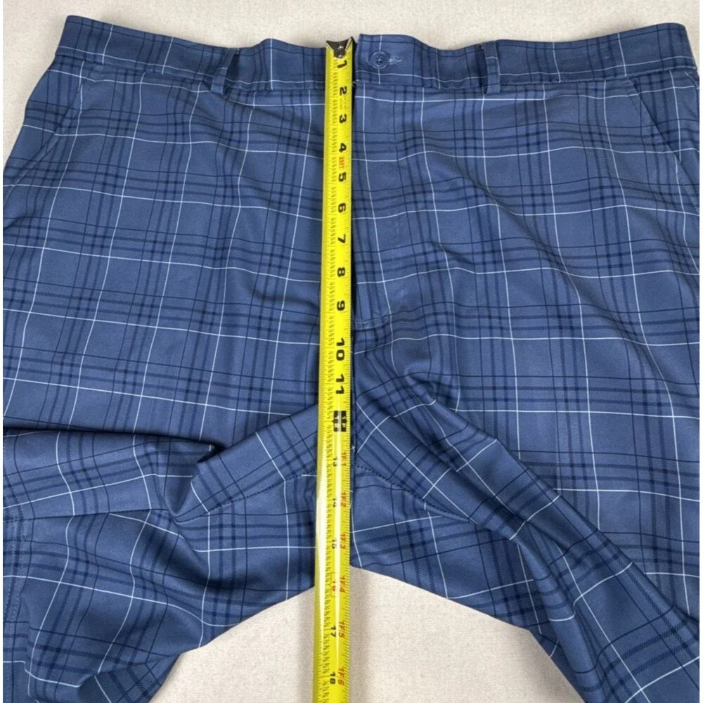 Pebble Beach Performance Men's Golf Shorts Blue Plaid Size 42 Moisture Wicking
